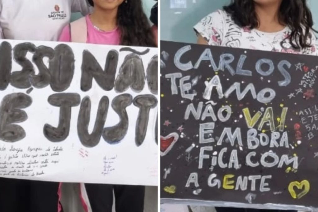 Protesto de estudantes contra o afastamento de diretor na EMEF Caio Sérgio